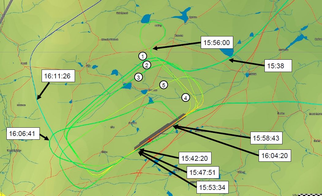 Pokusy o přistání Cessny zachycené GPS trackerem