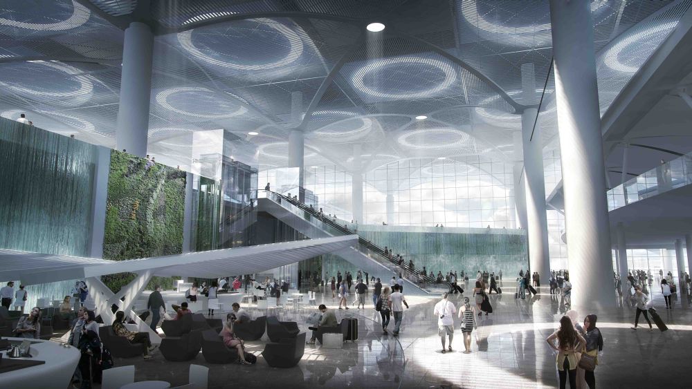Vizualizace interiéru nového terminálu v Istanbulu